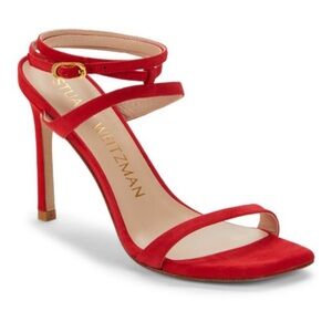 Stuart Weitzman Ellsie Scarlet Suede Lace Up Heels